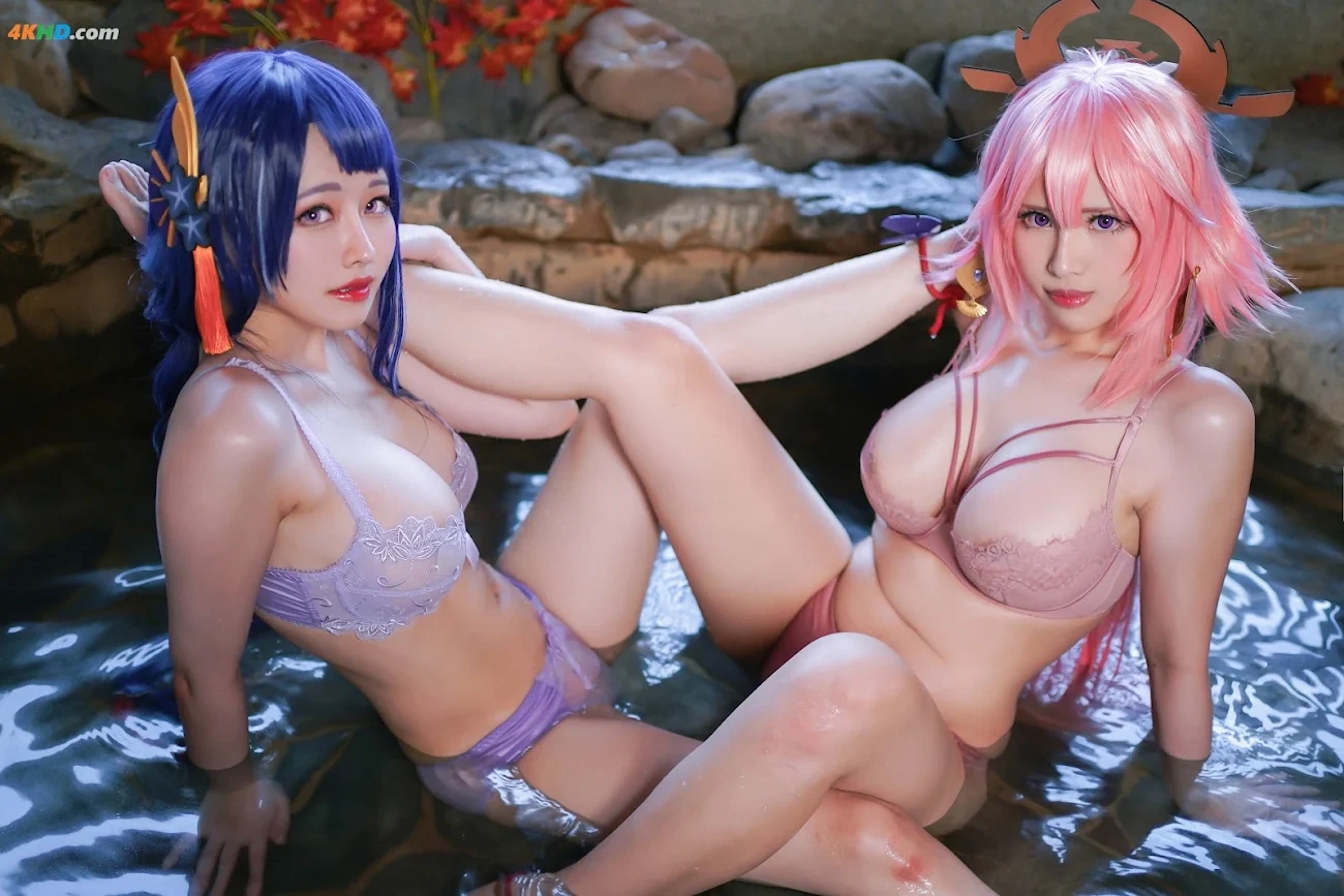 ArtyYaTi and KaYa Huang (Xuan) cosplay Raiden Shogun Ei and Yae Miko Genshin Impact — photo 69