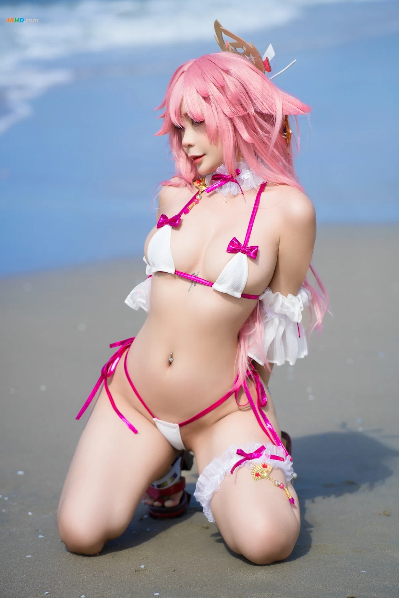 [(Umeko J)] Yae Miko (blossom bikini) — photo 2