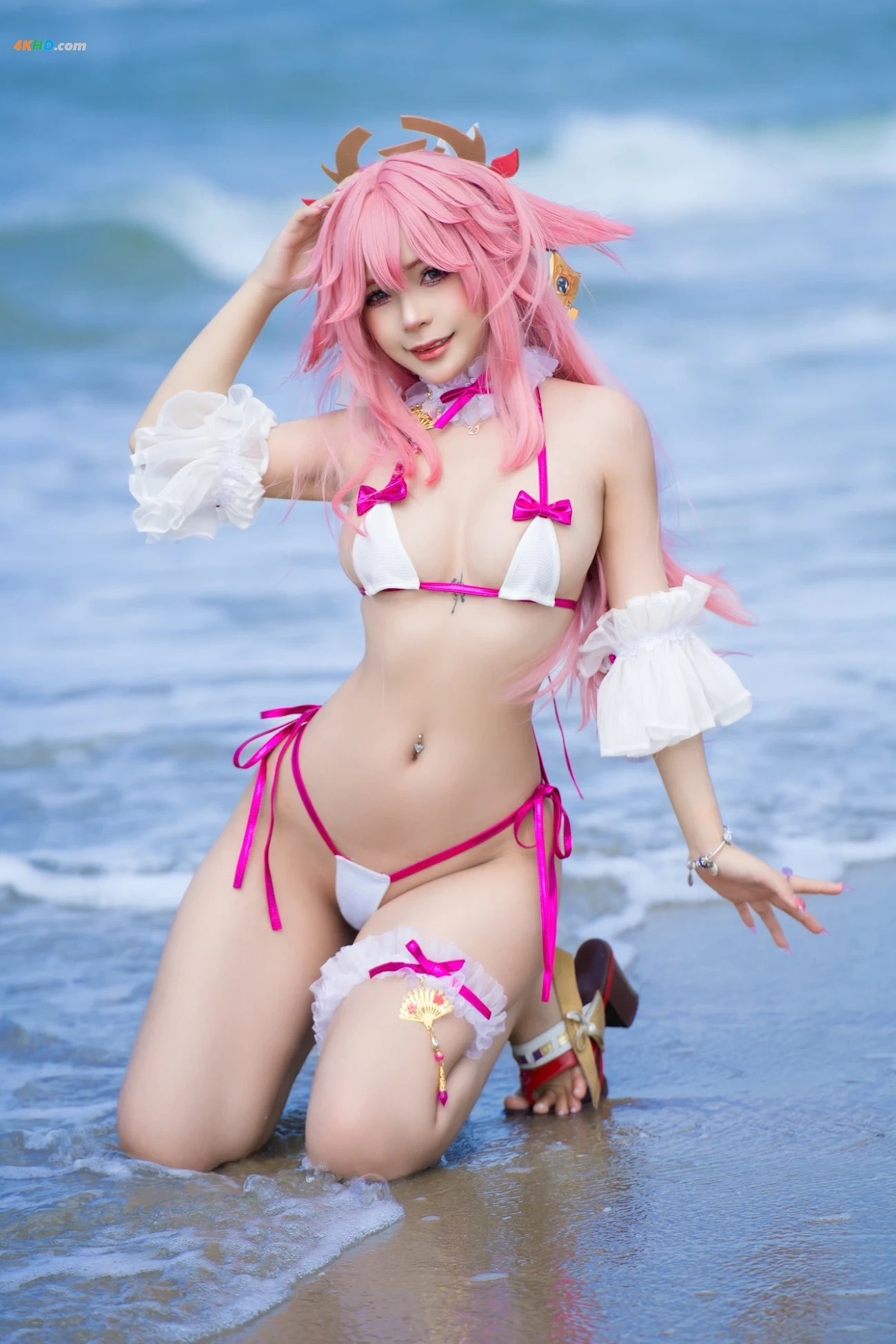 [(Umeko J)] Yae Miko (blossom bikini) — photo 5