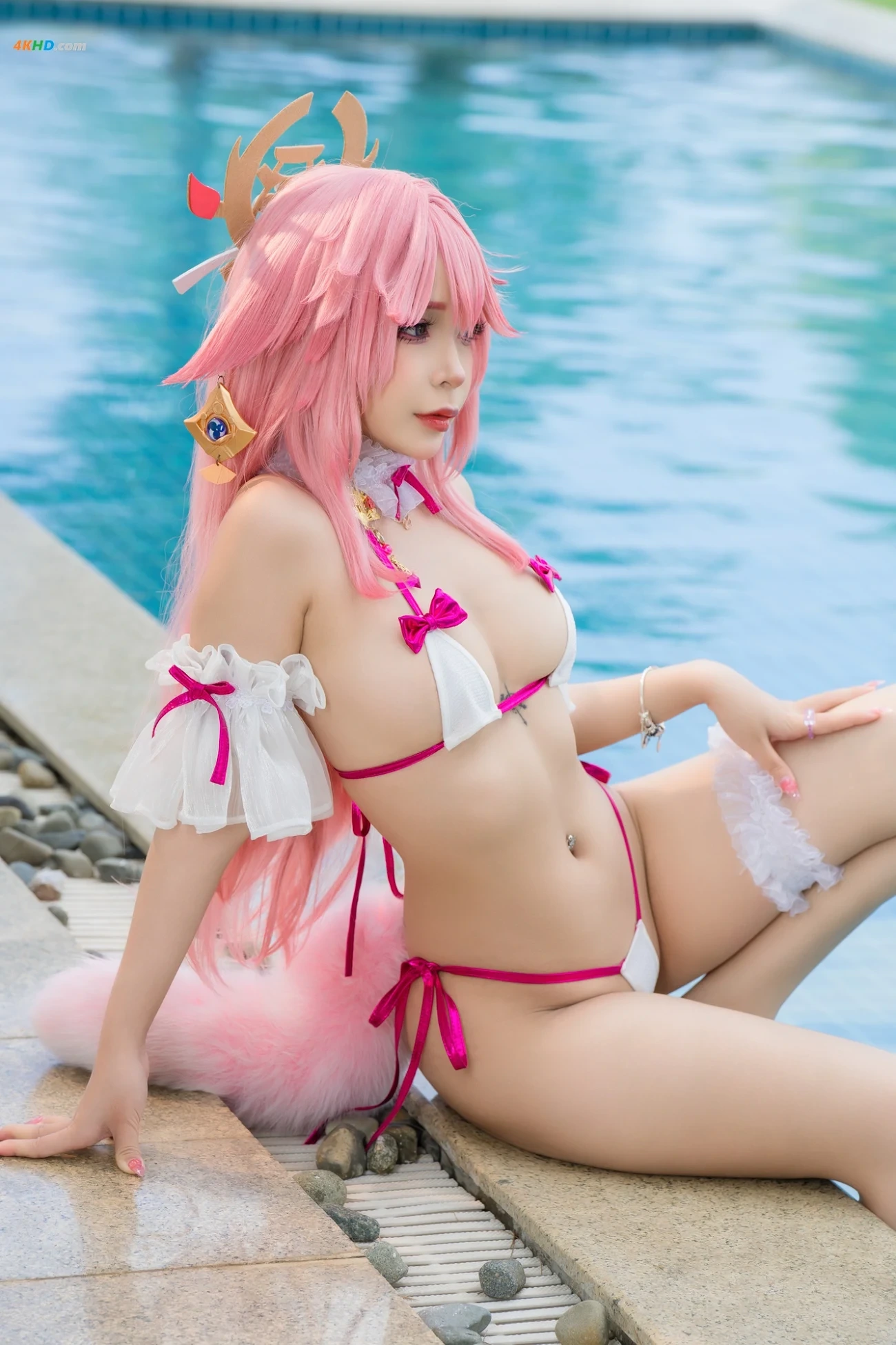 [(Umeko J)] Yae Miko (blossom bikini) — photo 16