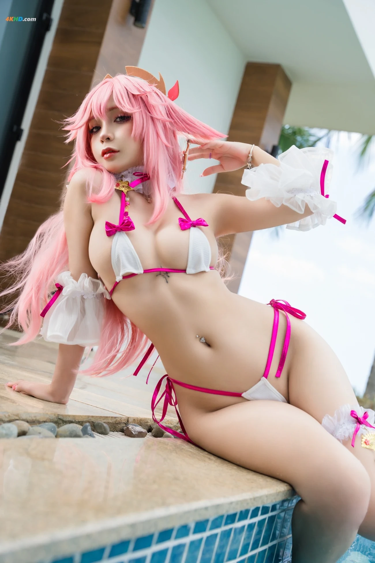 [(Umeko J)] Yae Miko (blossom bikini) — photo 27