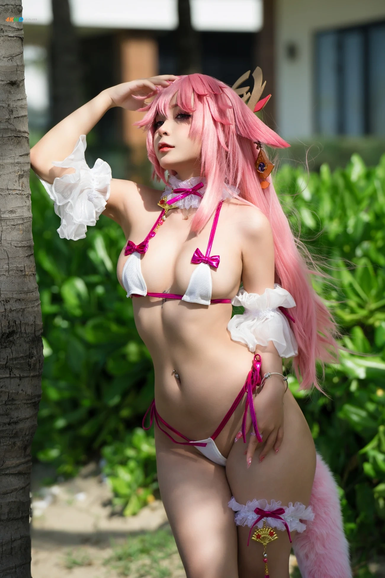 [(Umeko J)] Yae Miko (blossom bikini) — photo 45