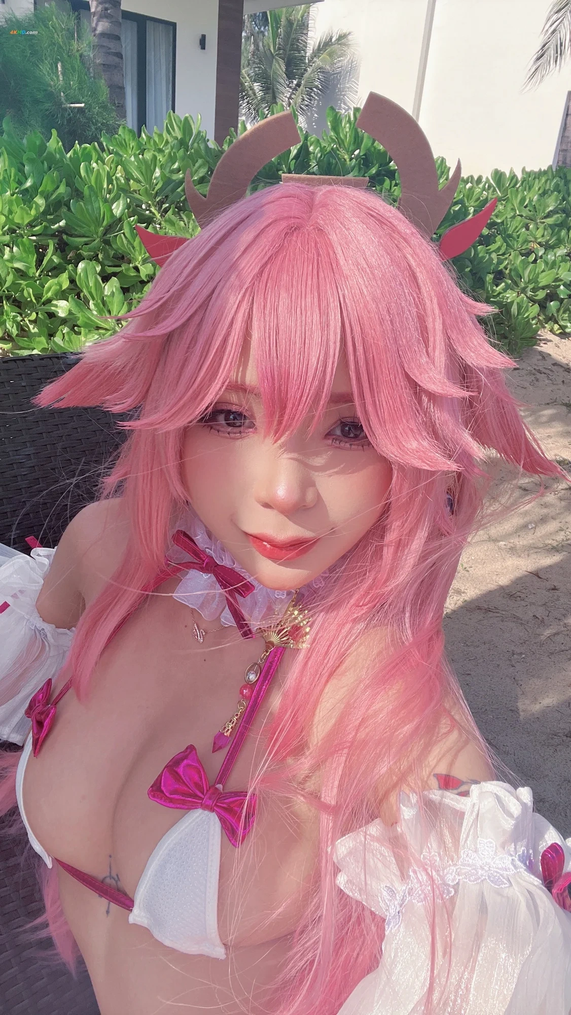 [(Umeko J)] Yae Miko (blossom bikini) — photo 83