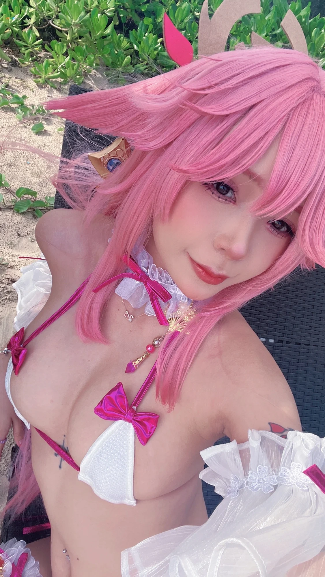 [(Umeko J)] Yae Miko (blossom bikini) — photo 84