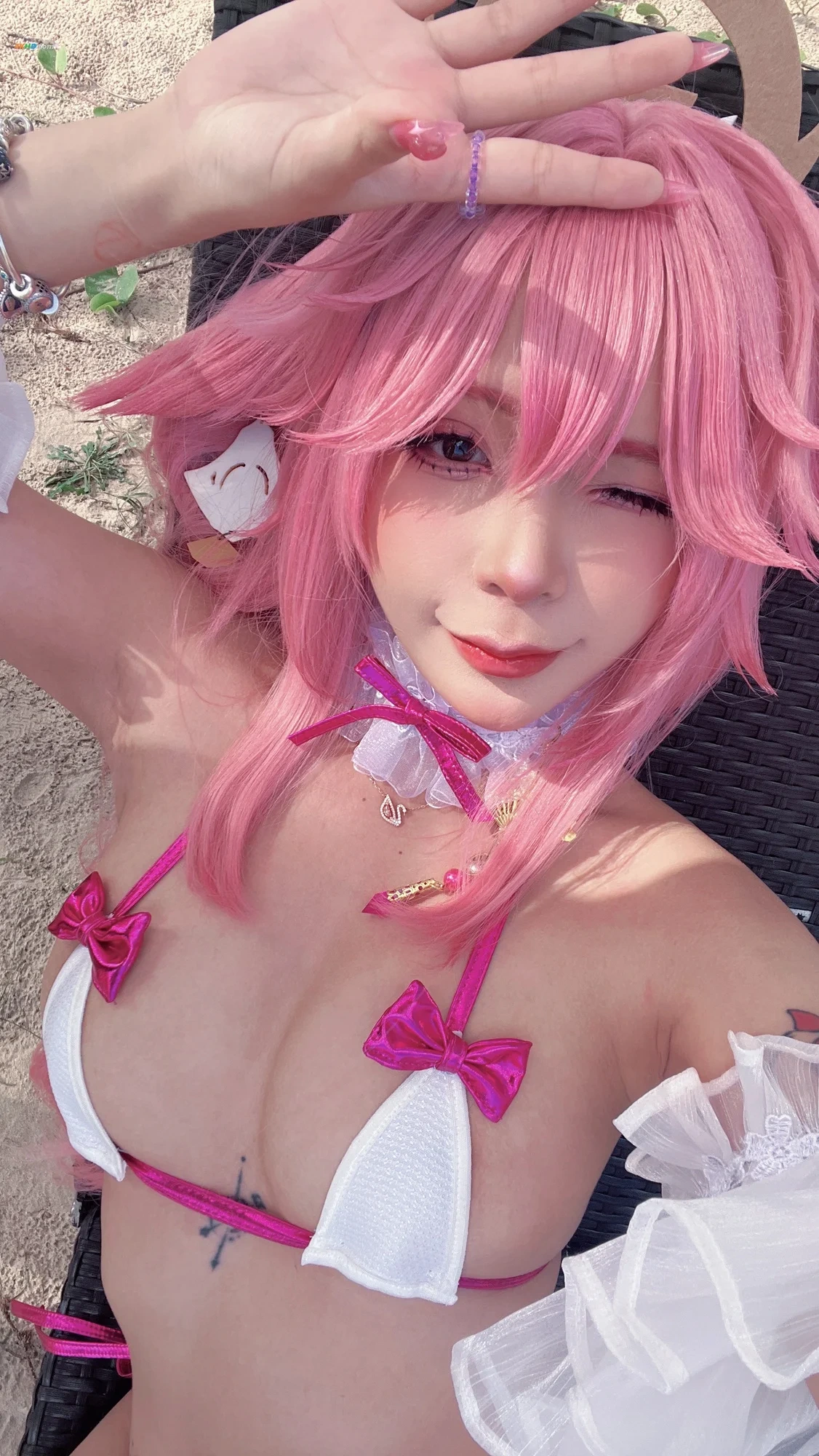 [(Umeko J)] Yae Miko (blossom bikini) — photo 85