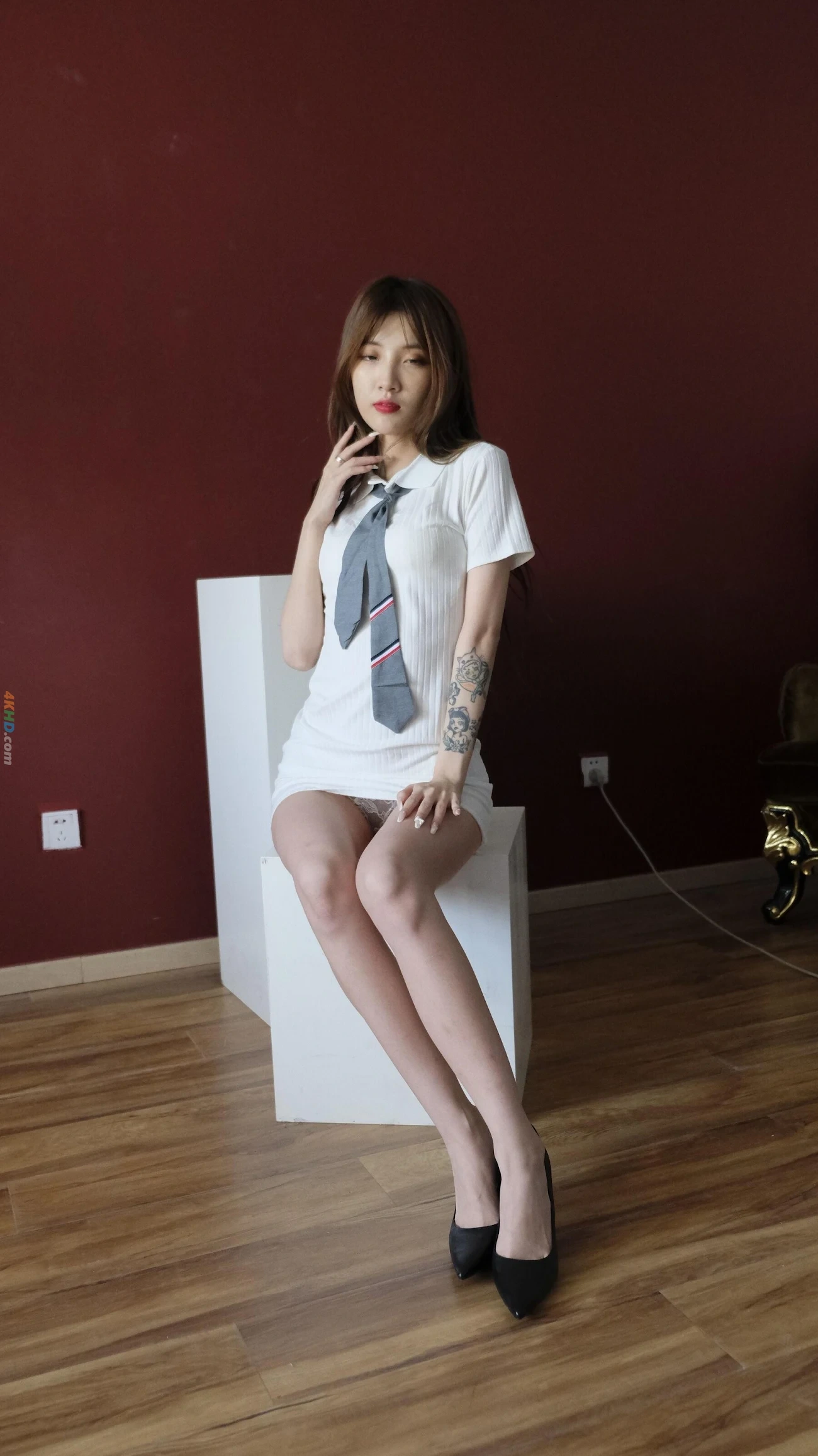 [Private Photoshoot] BaiXue(JiaFei) - GaoLengHeiSiNuShen QuanChiDuRenTiSiPai — photo 4